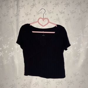 black cross over crop top